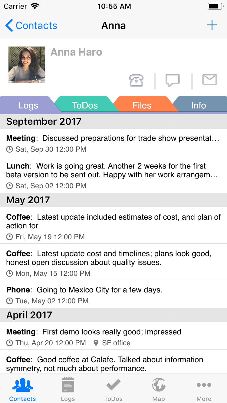 contacts journal crm app review