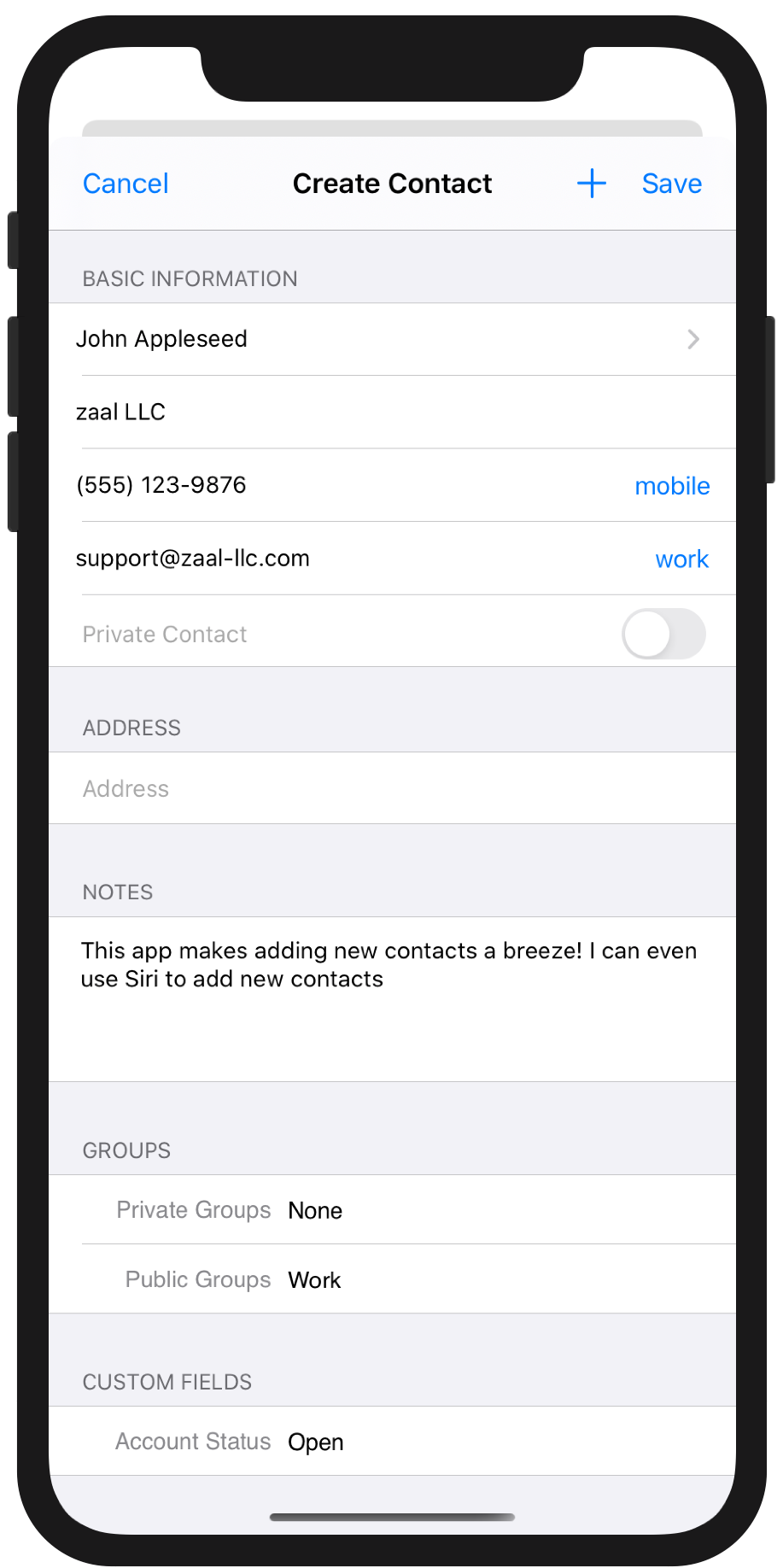contacts journal crm ipa